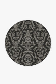 Dark Side Damask — Halı, Antrasit, ROUND, beyaz zemin, 6R