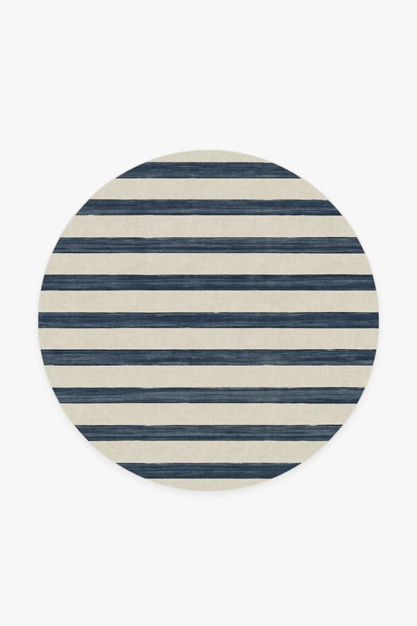 Sumi Sailor Stripe — Halı, Lacivert, ROUND, beyaz zemin, 6R