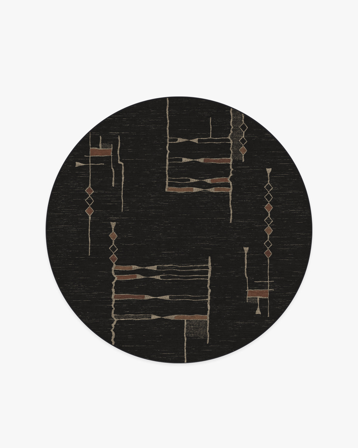 Nisa — Halı, Ink Siyah, ROUND, beyaz zemin, 8R