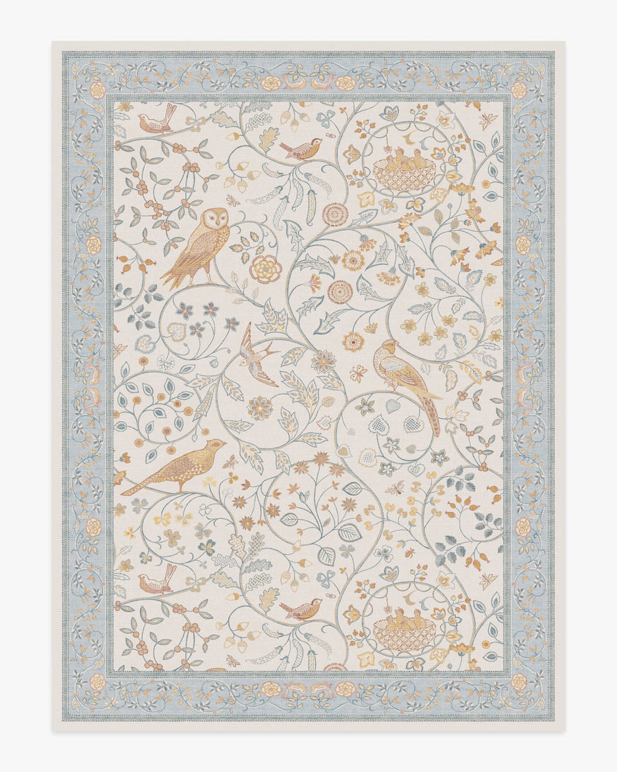 Morris And Co Newill — Halı, Fildişi Mavisi, AREA, beyaz zemin, 9x12