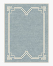 Chrysler Border Chambray — Halı, Mavi, AREA, beyaz zemin, 9x12