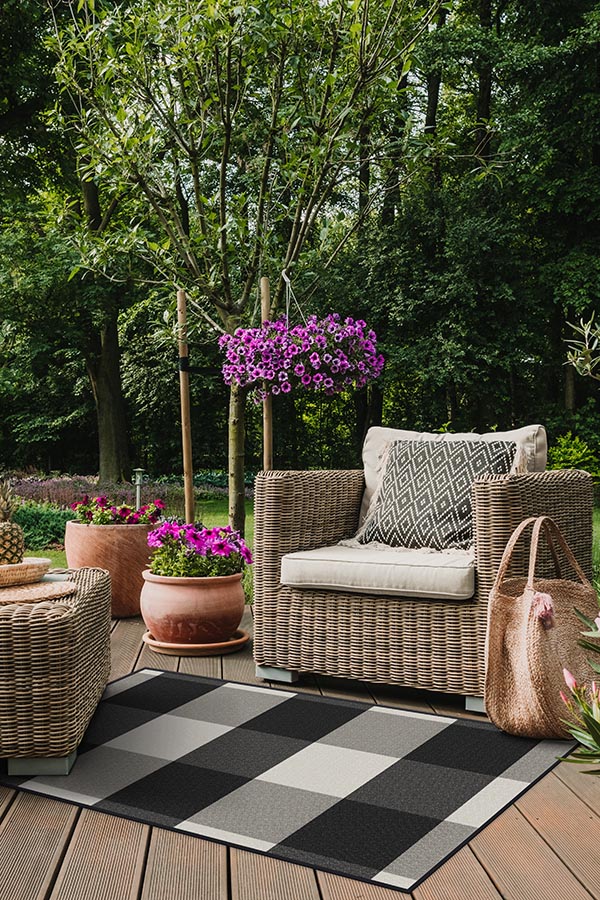 Gingham Plaid — Halı, Siyah Beyaz, AREA, yaşam alanı, 3x5