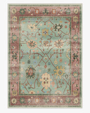 Jemima — Halı, Adaçayı Yeşil ve Kırmızı, AREA, beyaz zemin, 10x14