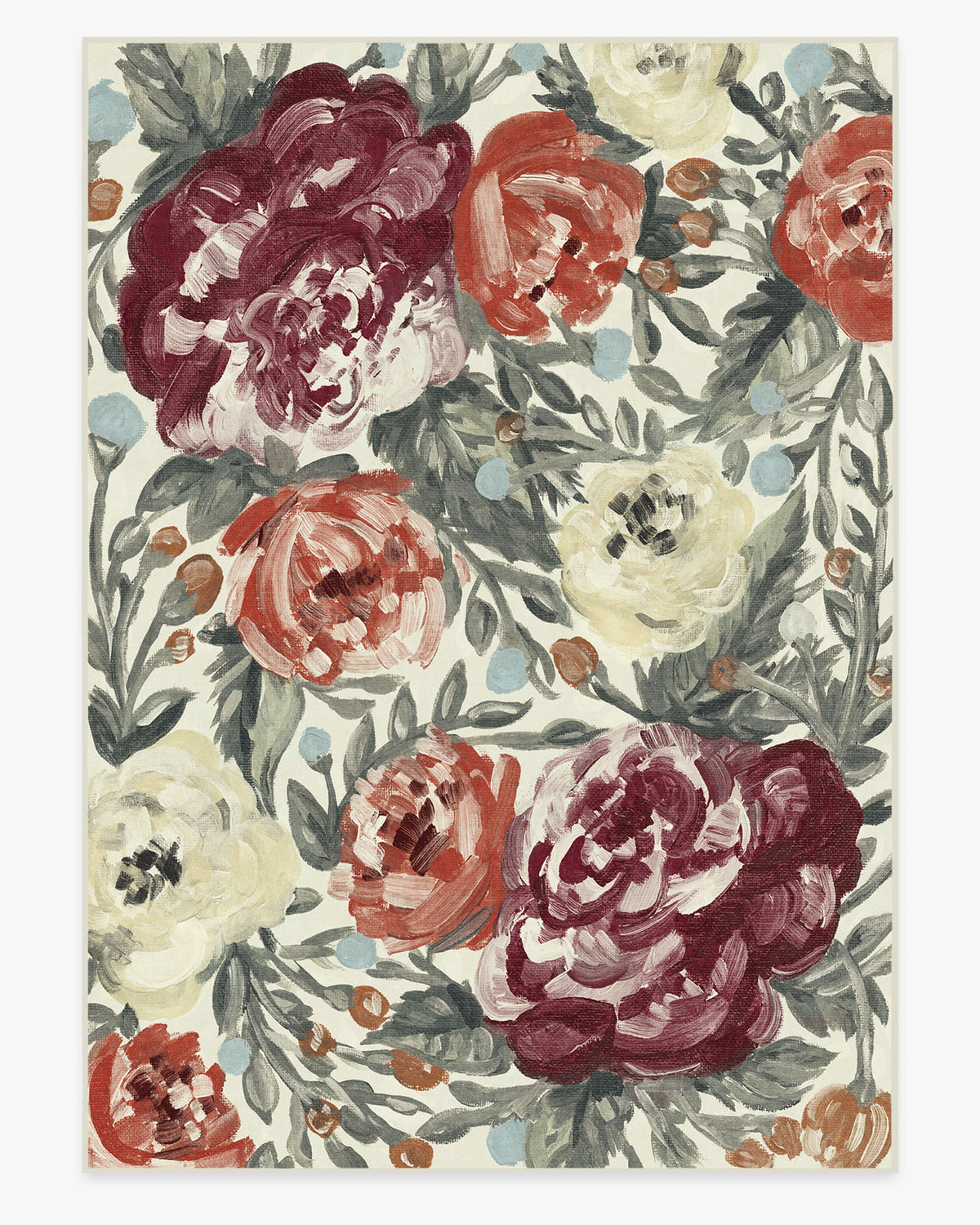 Camellia — Halı, Floral Currant Kırmızı, AREA, beyaz zemin, 10x14