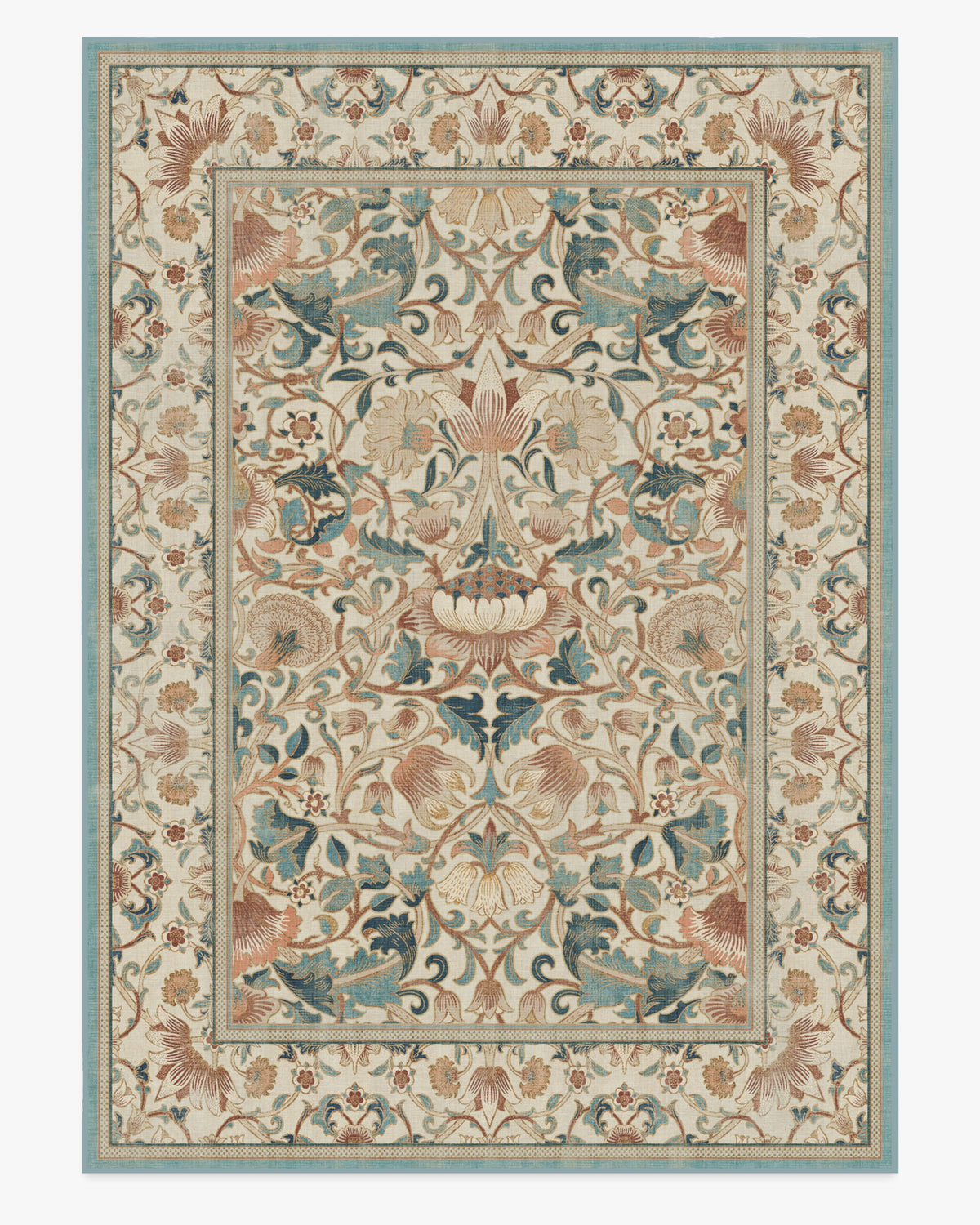 Morris And Co Lodden — Halı, Soft Gül Turkuaz, AREA, beyaz zemin, 10x14