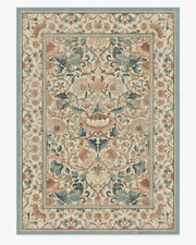 Morris And Co Lodden — Halı, Soft Gül Turkuaz, AREA, beyaz zemin, 10x14
