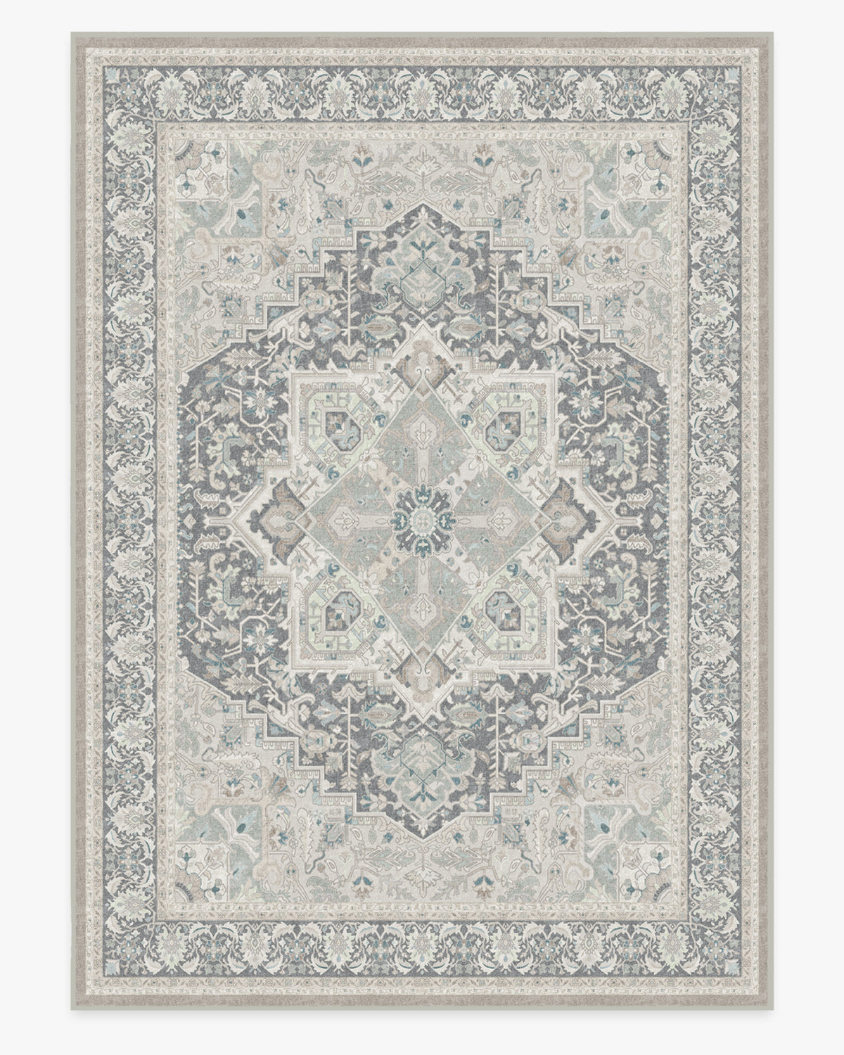 Hendesi Heriz — Halı, Abalone, AREA, beyaz zemin, 10x14