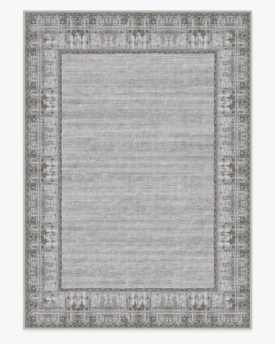 Vintage Daisy Bordered — Halı, Gri, AREA, beyaz zemin, 10x14