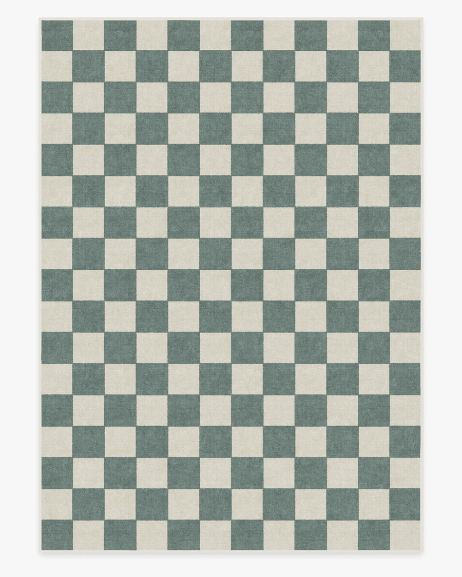 Jaque Checkered — Halı, Arduvaz Yeşil, AREA, beyaz zemin, 10x14