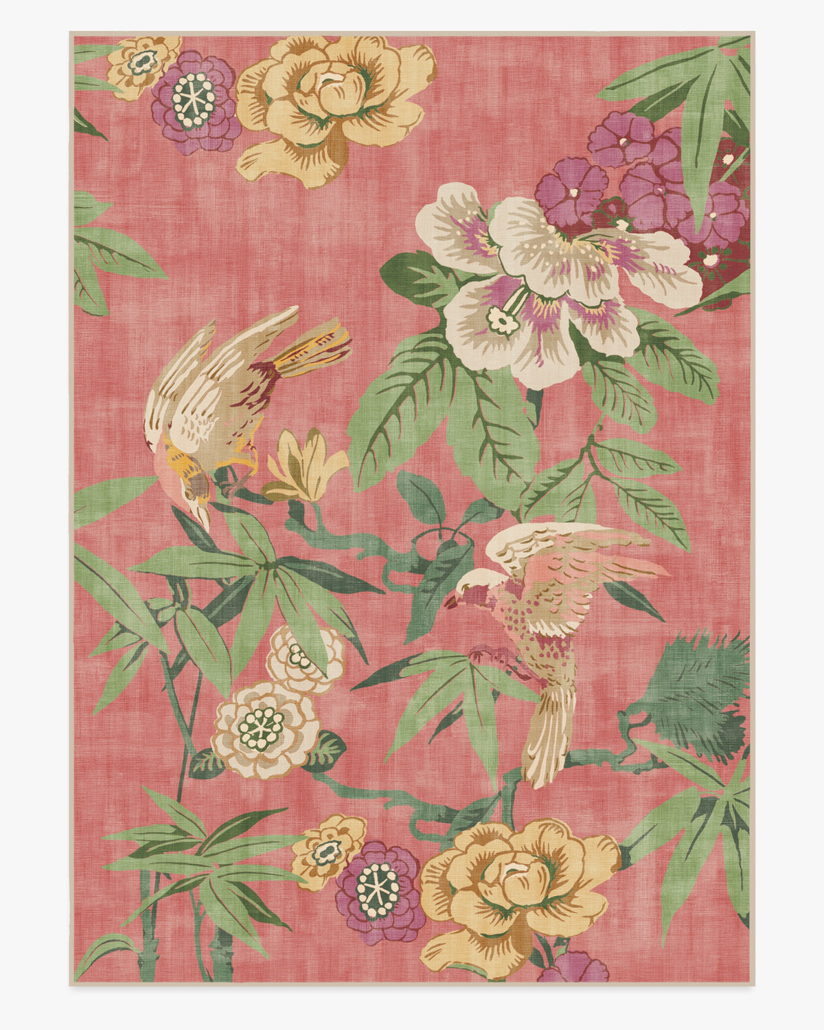 Bamboo Bird — Halı, Blossom Pembe, AREA, beyaz zemin, 10x14