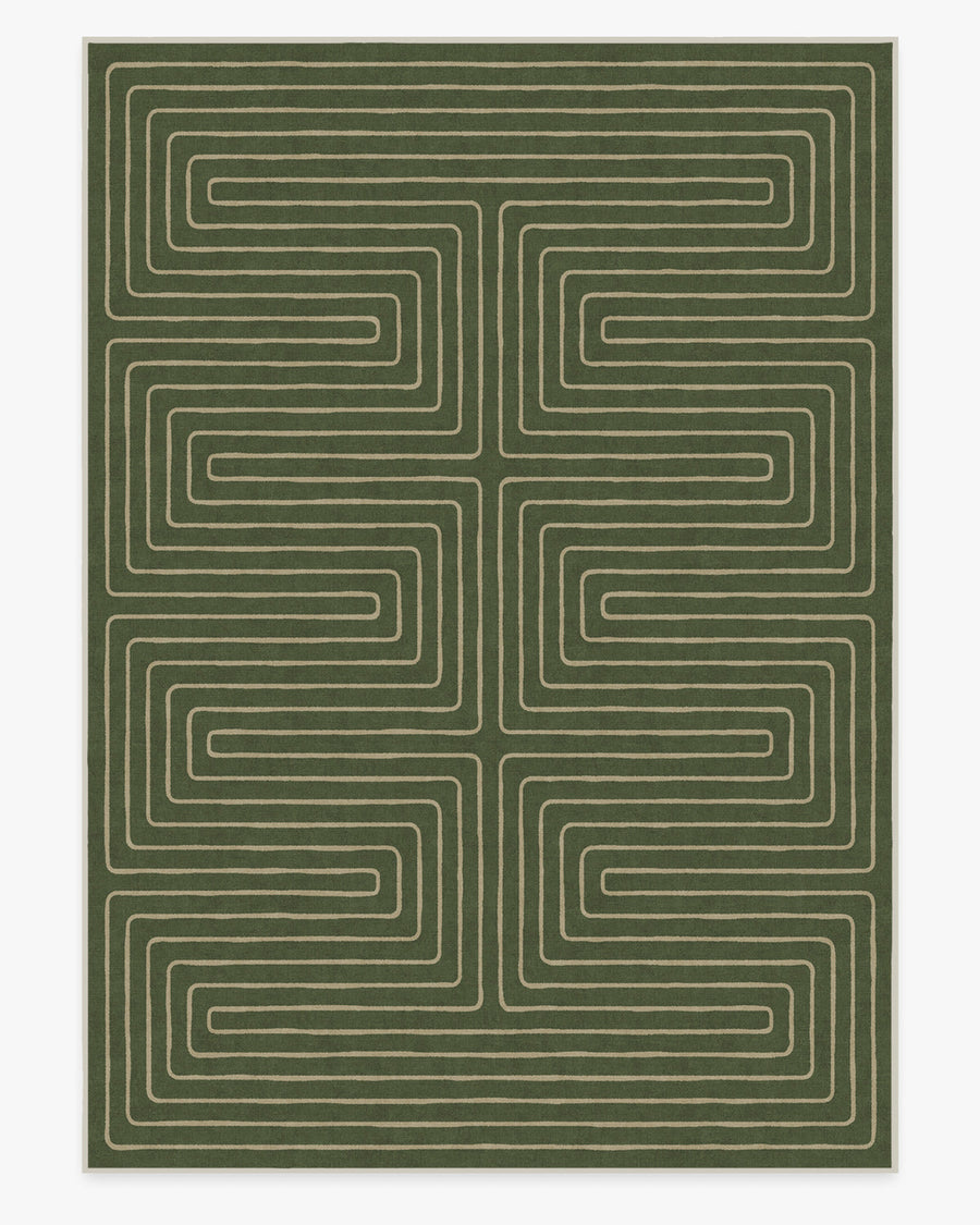 Labyrinth — Halı, Fern Yeşil, AREA, beyaz zemin, 10x14