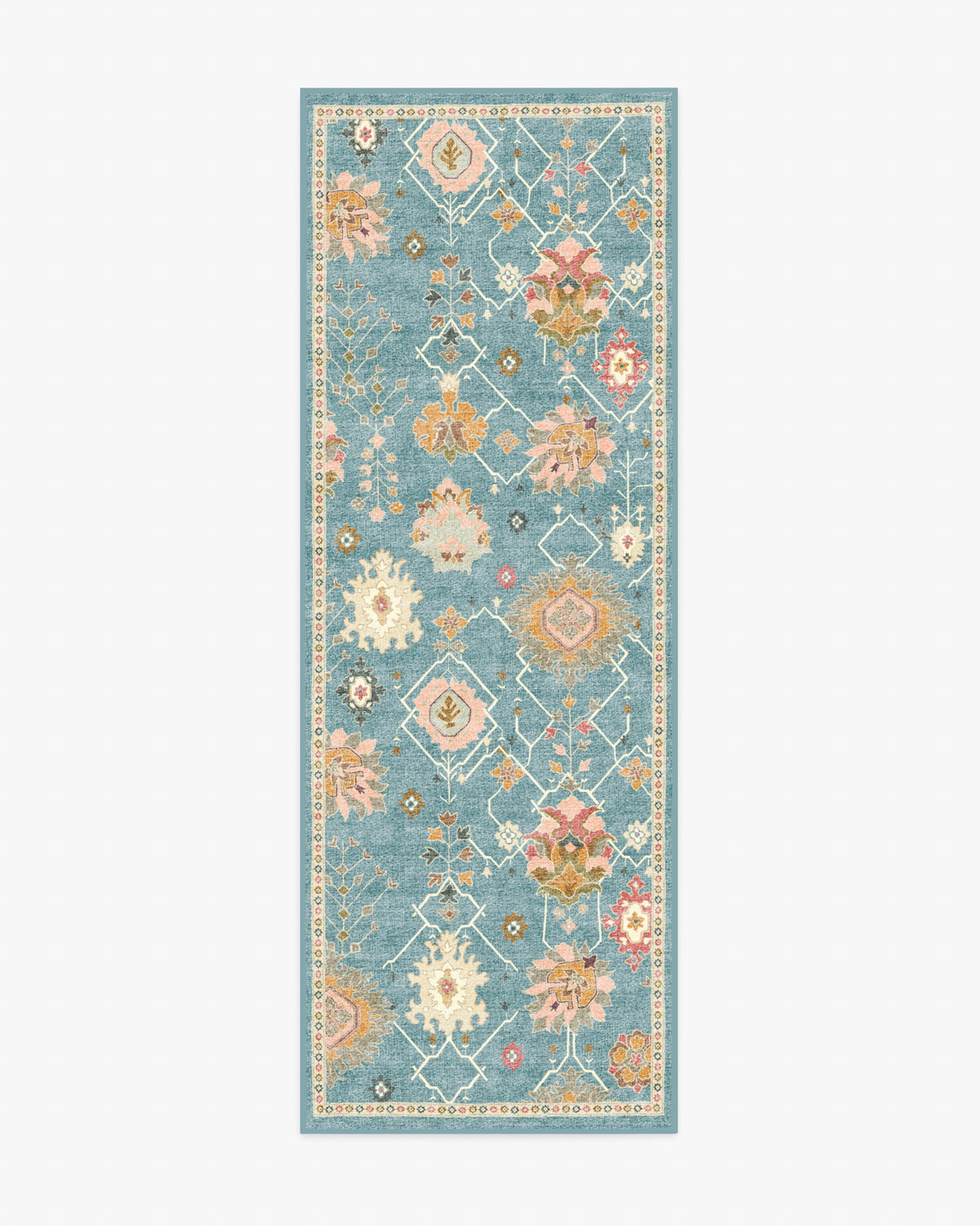 Samara — Halı, Mavi, RUNNER, beyaz zemin, 2x7