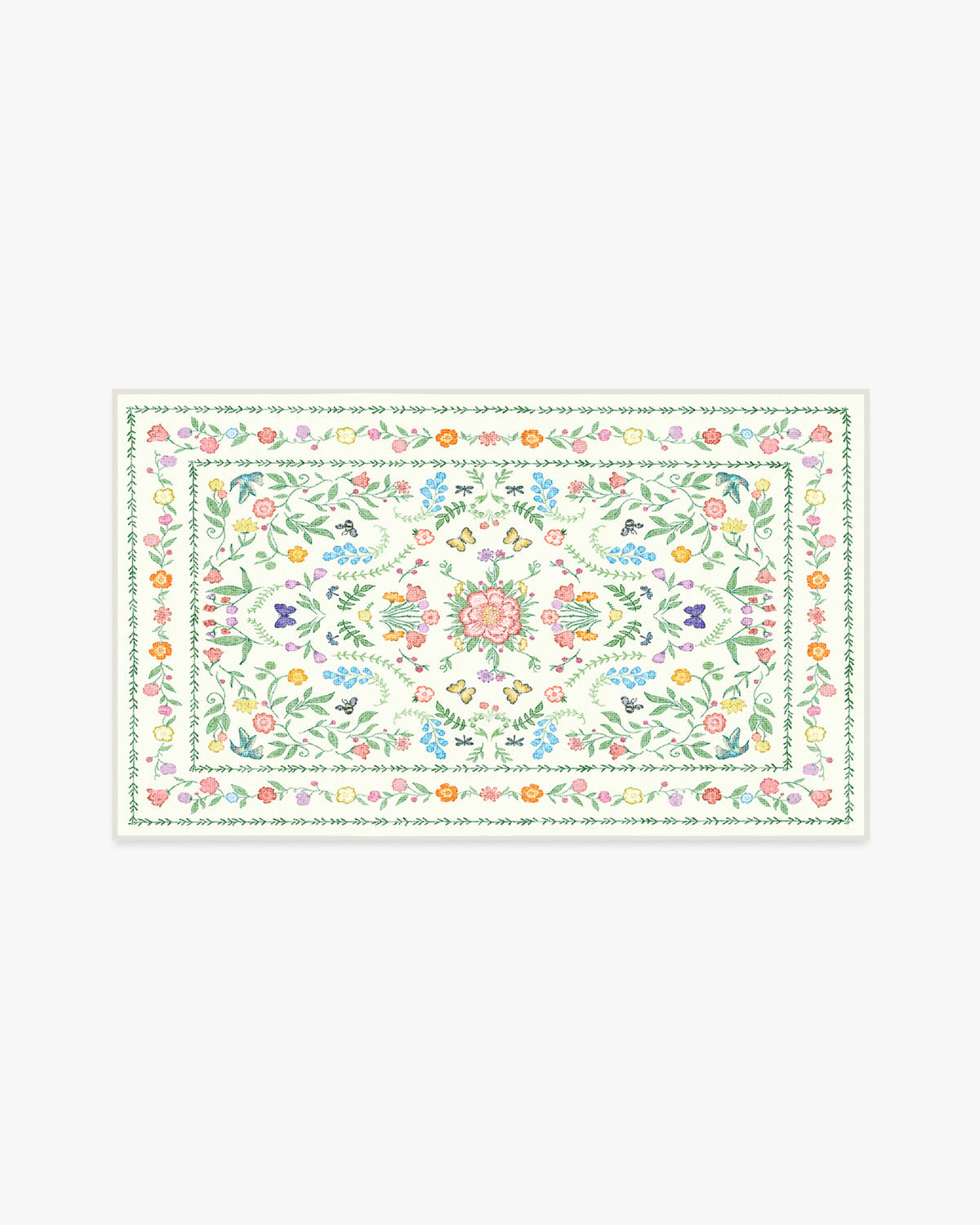 Springtime Lullaby — Halı, Fildişi Çok Renkli, AREA, beyaz zemin, 3x5