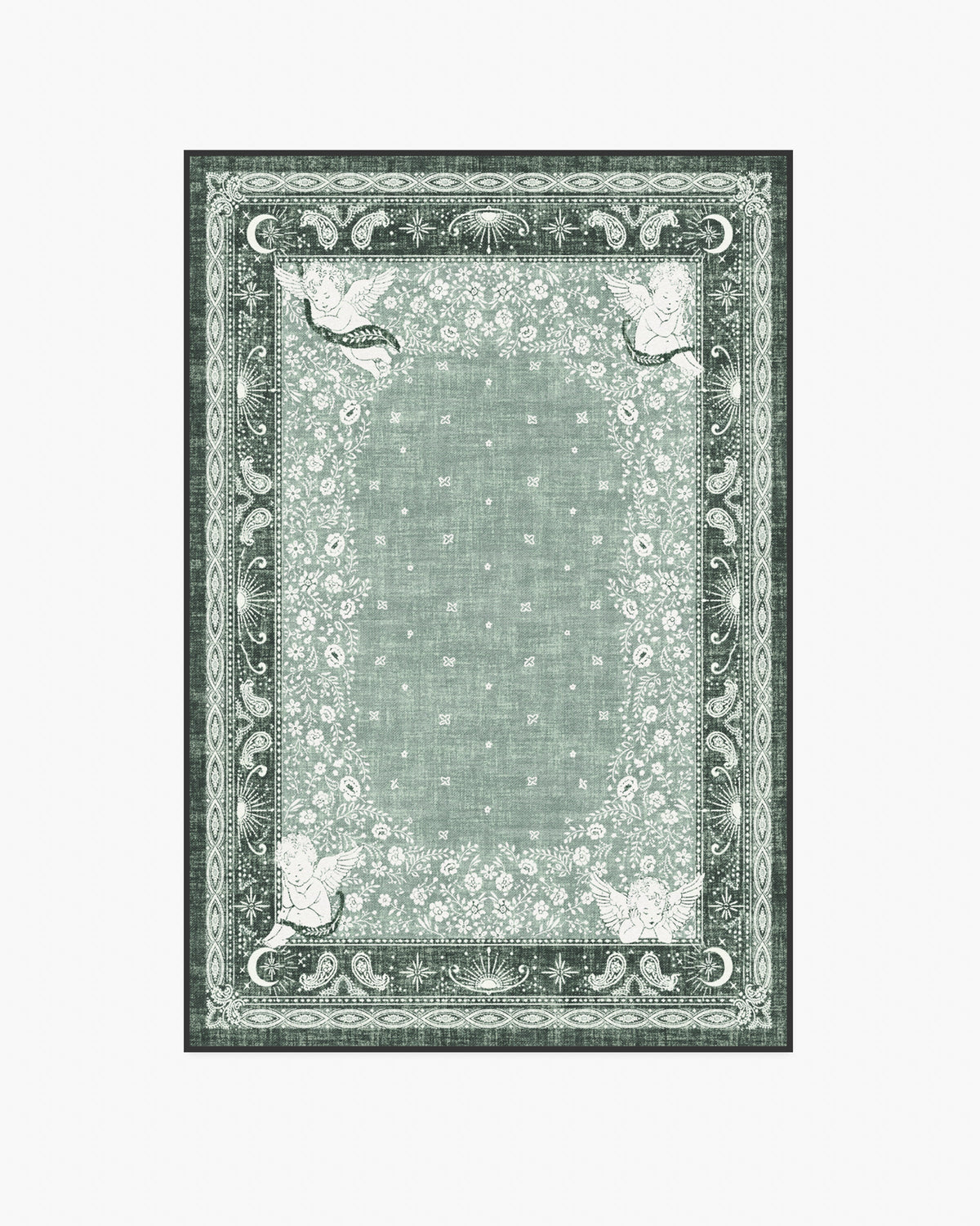 Humbertos Bandana — Halı, Yeşil, AREA, beyaz zemin, 4x6