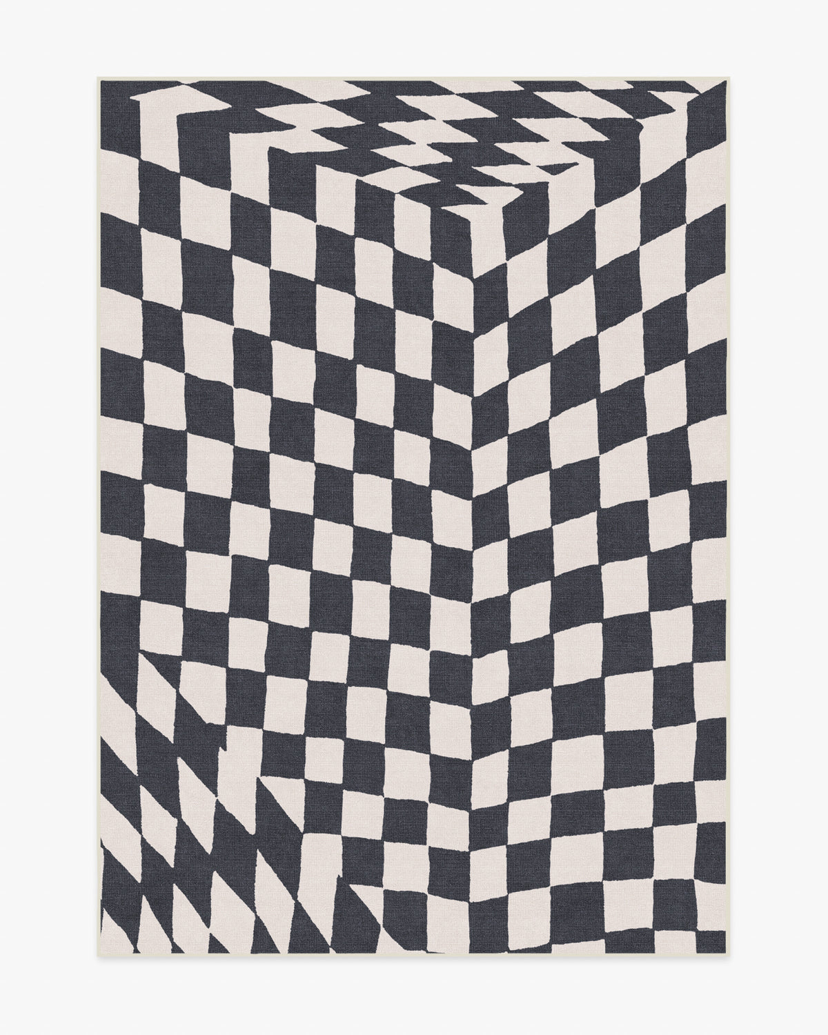 Ricardo Checkerboard — Halı, Fildişi Siyah, AREA, beyaz zemin, 5x7