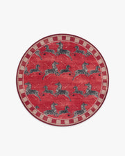 Zebras — Halı, Kırmızı, ROUND, beyaz zemin, 6R