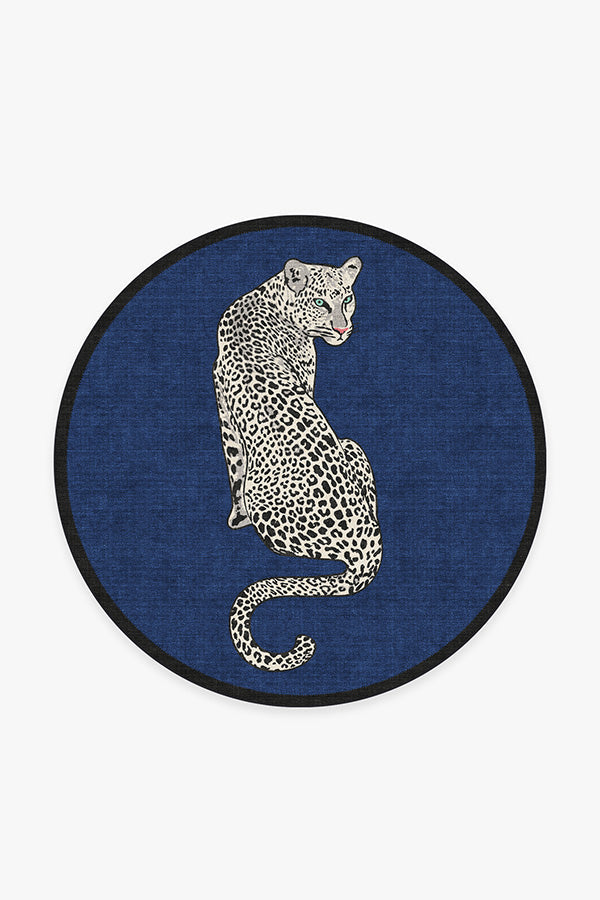 Snow Leopard — Halı, Safir, ROUND, beyaz zemin, 6R