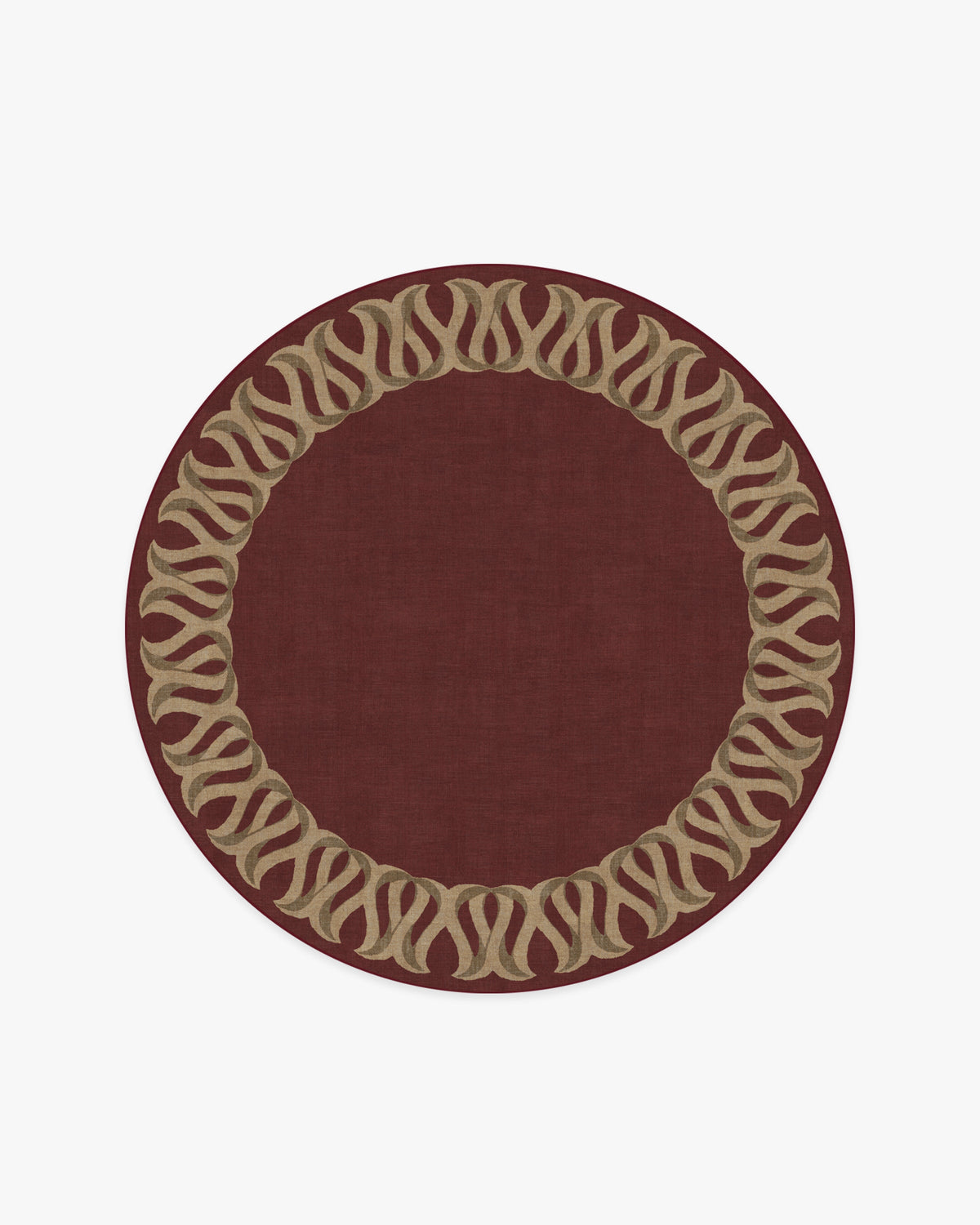 Ribbon Border — Halı, Kırmızı Doğal, ROUND, beyaz zemin, 6R