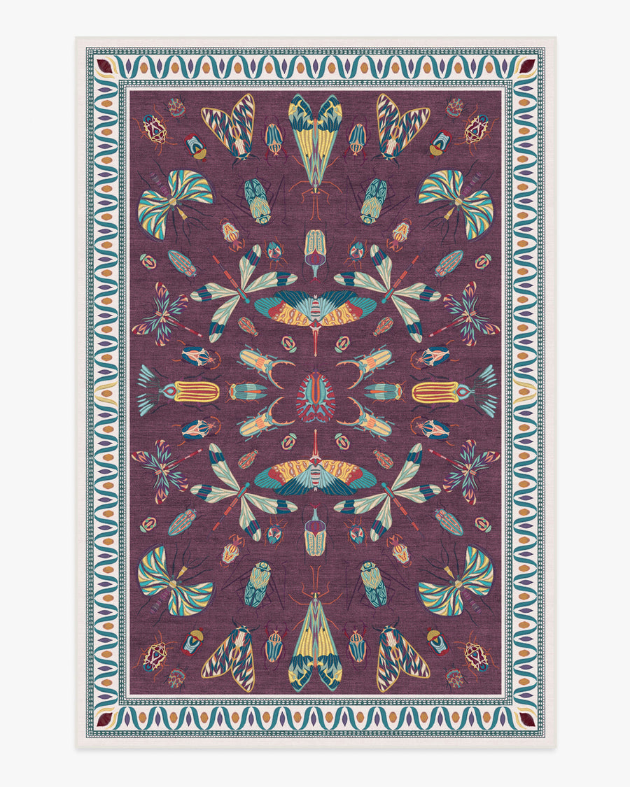 Flutterby — Halı, Bordo, AREA, beyaz zemin, 6x9