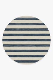 Sumi Sailor Stripe — Halı, Lacivert, ROUND, beyaz zemin, 8R