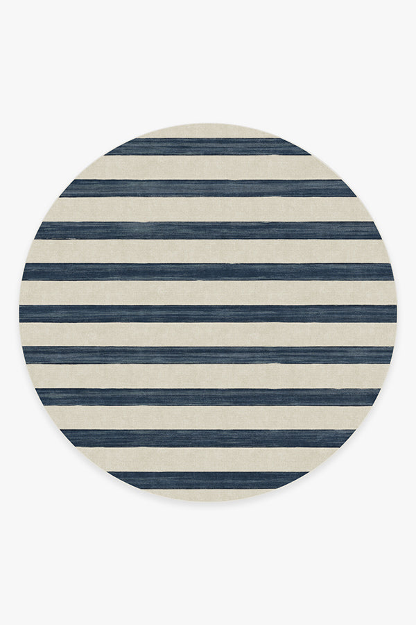Sumi Sailor Stripe — Halı, Lacivert, ROUND, beyaz zemin, 8R