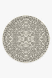Almana — Halı, Siyah Beyaz, ROUND, beyaz zemin, 8R