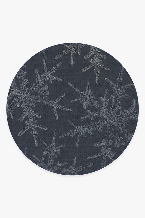 Snowflake — Halı, Lacivert, ROUND, beyaz zemin, 8R