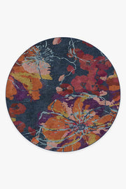 Watercolor Floral — Halı, Lacivert, ROUND, beyaz zemin, 8R