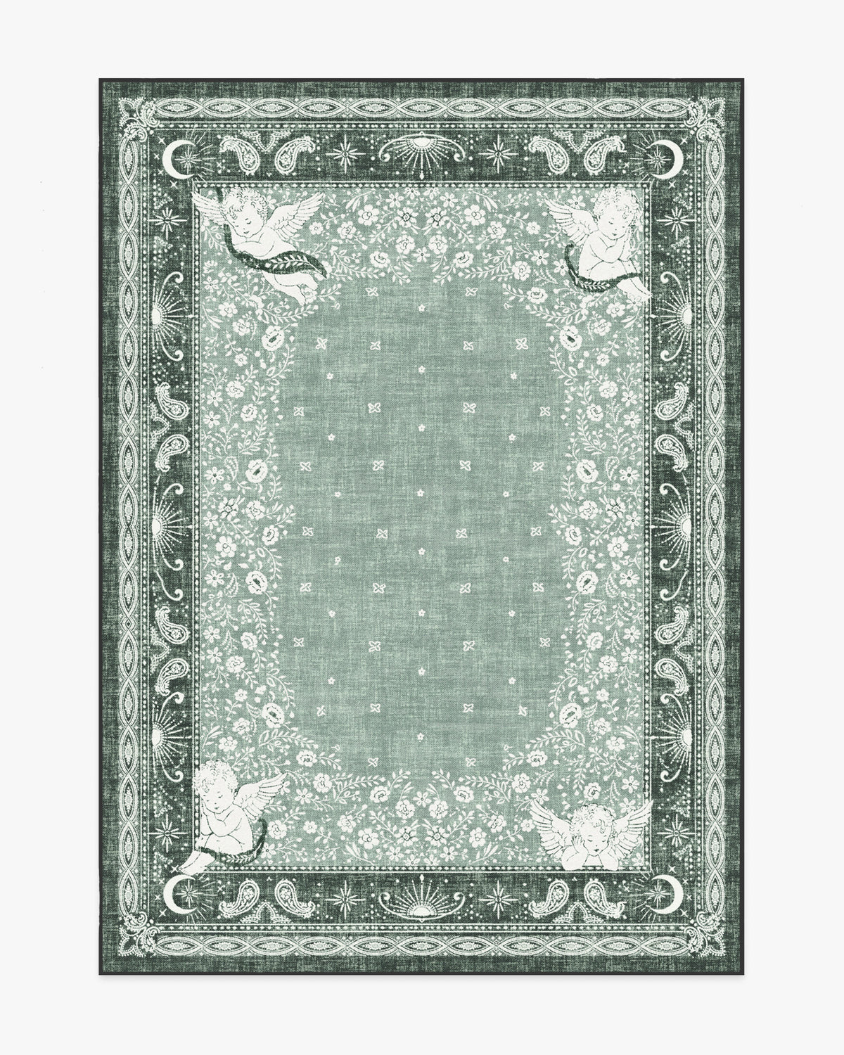 Humbertos Bandana — Halı, Yeşil, AREA, beyaz zemin, 5x7
