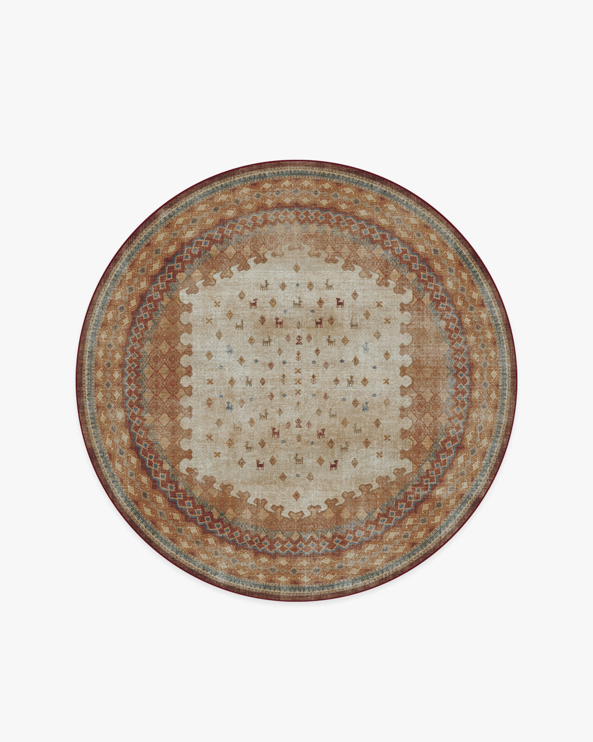 Mitra — Halı, Çok Renkli, ROUND, beyaz zemin, 6R
