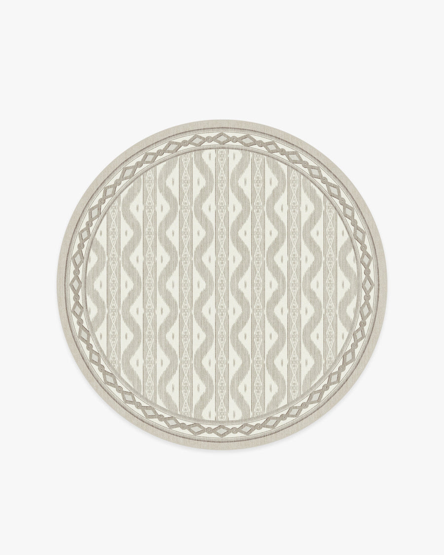 Ava Ikat — Halı, Bej, ROUND, beyaz zemin, 6R