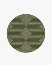 Labyrinth — Halı, Fern Yeşil, ROUND, beyaz zemin, 6R