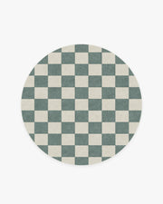 Jaque Checkered — Halı, Arduvaz Yeşil, ROUND, beyaz zemin, 6R
