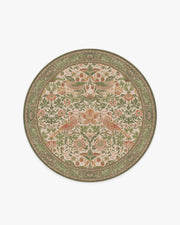 Morris And Co Strawberry Thief — Halı, Adaçayı Gül, ROUND, beyaz zemin, 6R