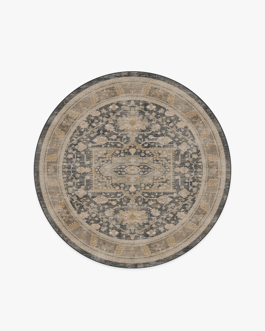 Zahra Ink Vintage Citron — Halı, Mavi, ROUND, beyaz zemin, 6R