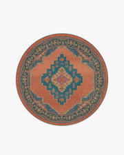 Sunset Bazaar Tropic — Halı, Mercan, ROUND, beyaz zemin, 6R