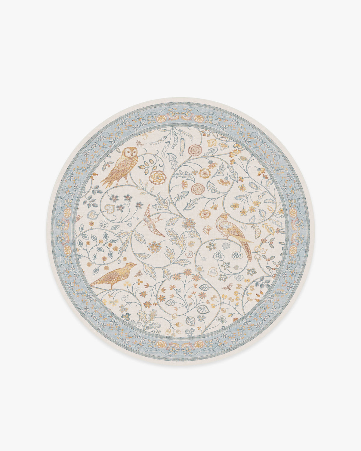 Morris And Co Newill — Halı, Fildişi Mavisi, ROUND, beyaz zemin, 6R