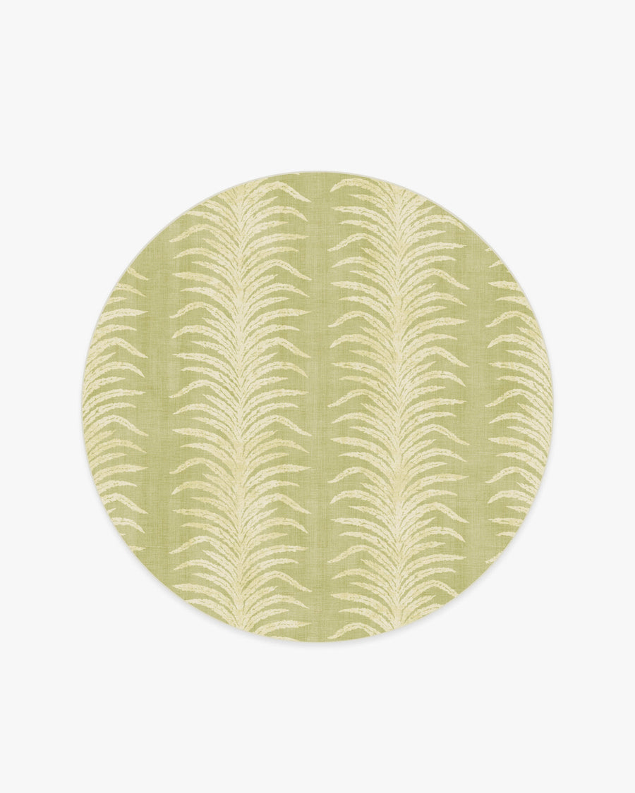 Tree Fern Matcha — Halı, Yeşil, ROUND, beyaz zemin, 6R