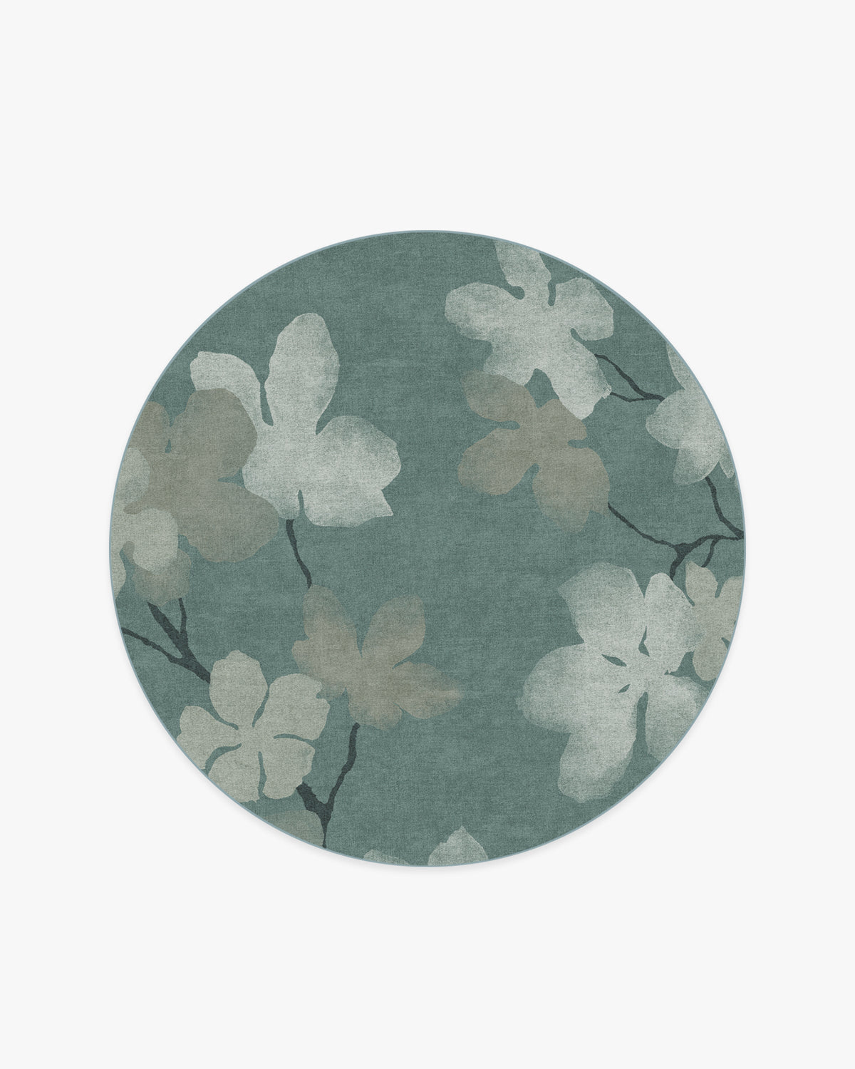 Magnolia — Halı, Turkuaz, ROUND, beyaz zemin, 6R