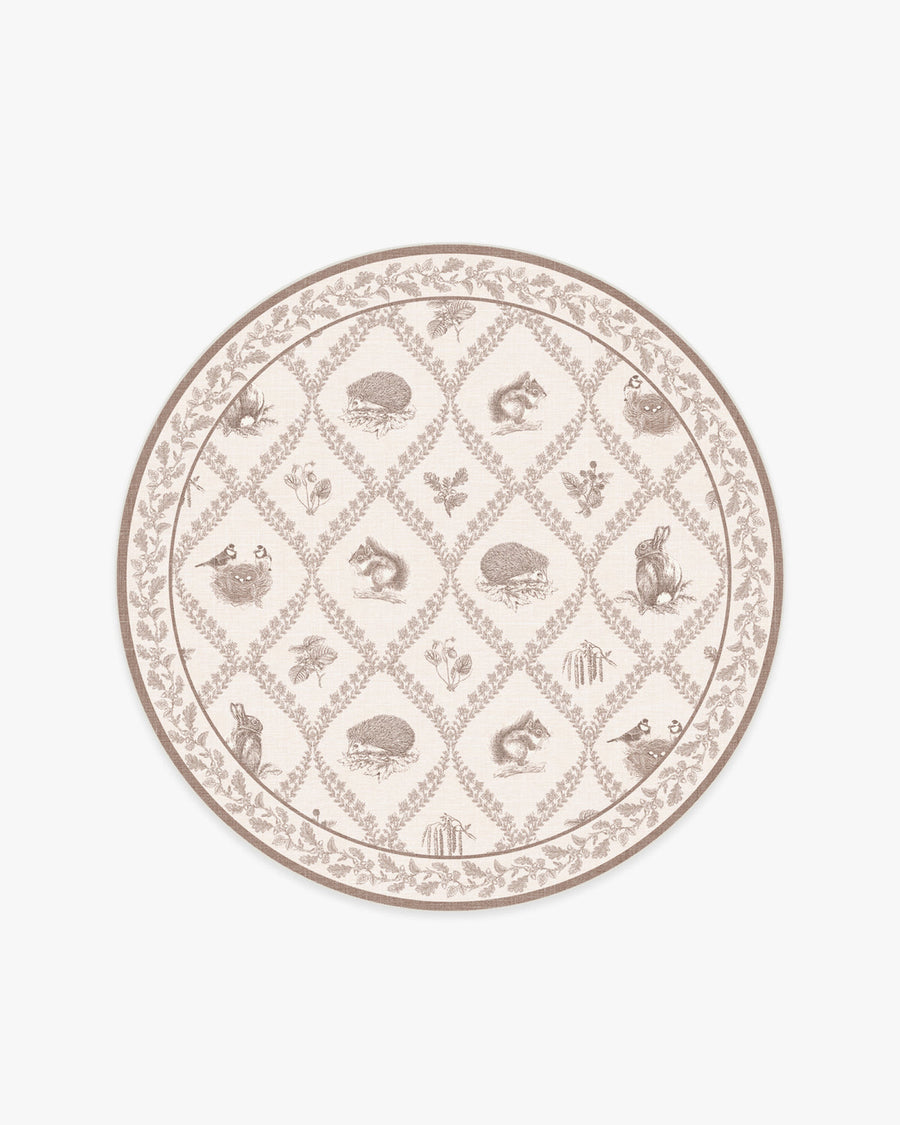Squirrel Hedgehog — Halı, Fawn, ROUND, beyaz zemin, 6R