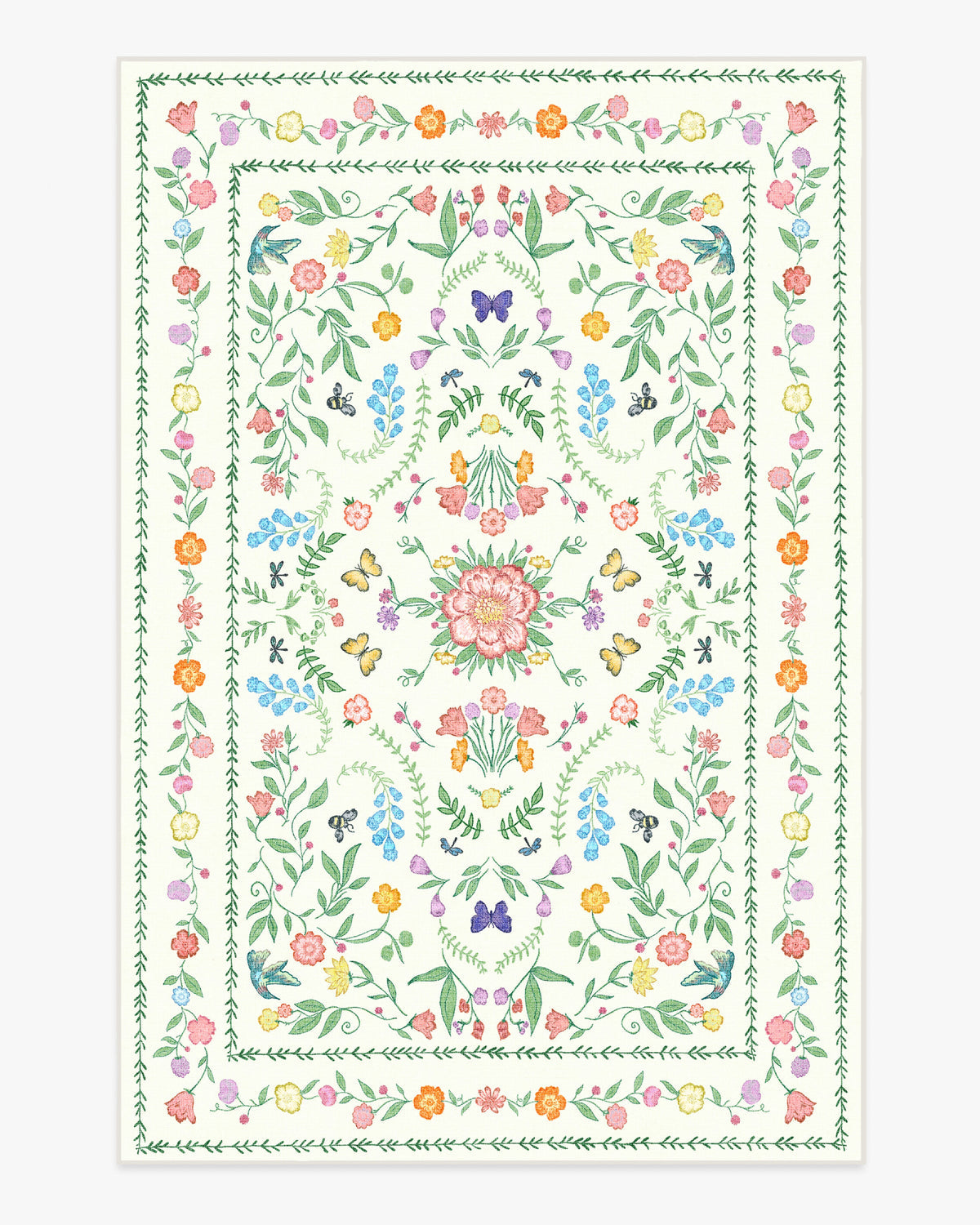 Springtime Lullaby — Halı, Fildişi Çok Renkli, AREA, beyaz zemin, 6x9