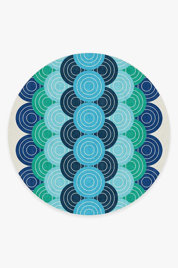 Biba — Halı, Mavi Yeşil, ROUND, beyaz zemin, 8R