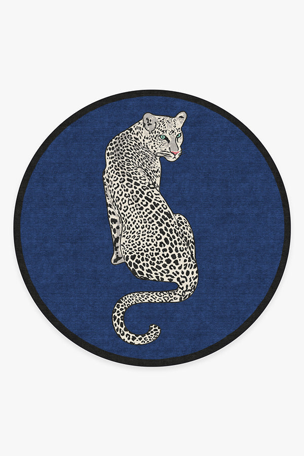 Snow Leopard — Halı, Safir, ROUND, beyaz zemin, 8R