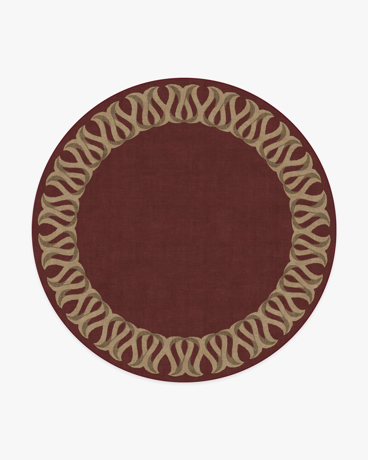 Ribbon Border — Halı, Kırmızı Doğal, ROUND, beyaz zemin, 8R