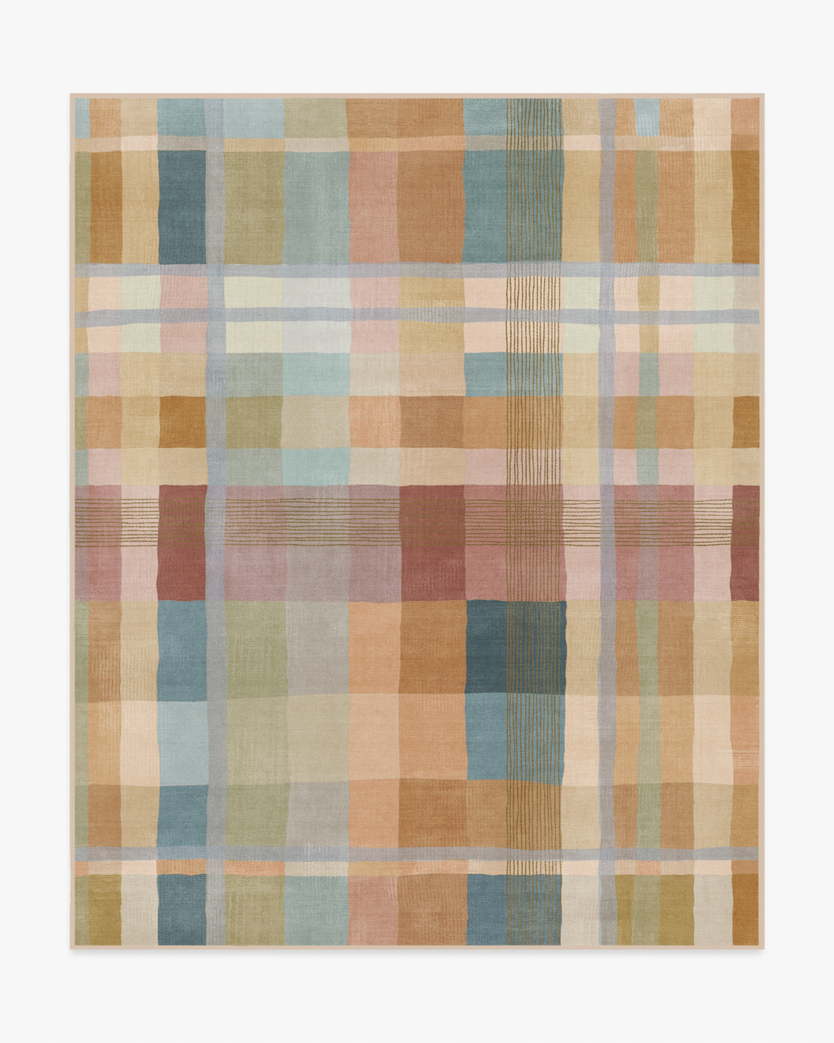 Margot Plaid — Halı, Toprak Sarısı Çok Renkli, AREA, beyaz zemin, 8x10