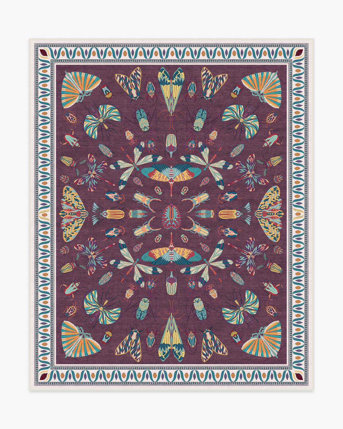 Flutterby — Halı, Bordo, AREA, beyaz zemin, 8x10