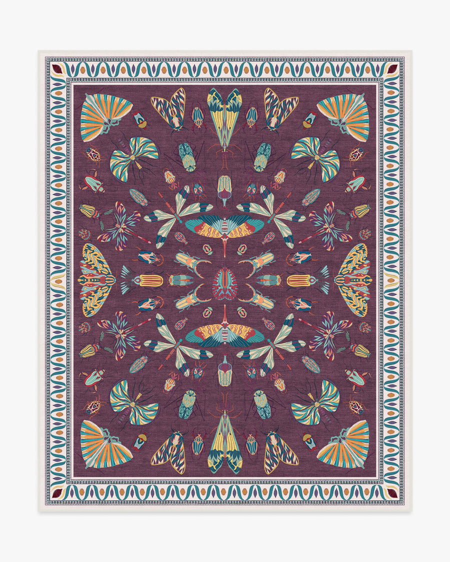 Flutterby — Halı, Bordo, AREA, beyaz zemin, 8x10