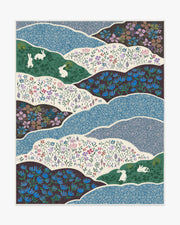 Flower Fields — Halı, Turkuaz Çok Renkli, AREA, beyaz zemin, 8x10
