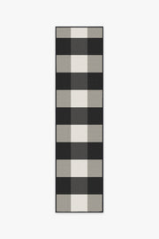 Gingham Plaid — Halı, Siyah Beyaz, RUNNER, beyaz zemin, 2x10