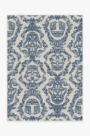Dark Side Damask — Halı, Delft Mavisi, AREA, beyaz zemin, 5x7